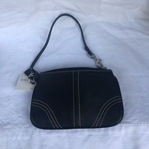 NWT Coach Black Leather Wristlet